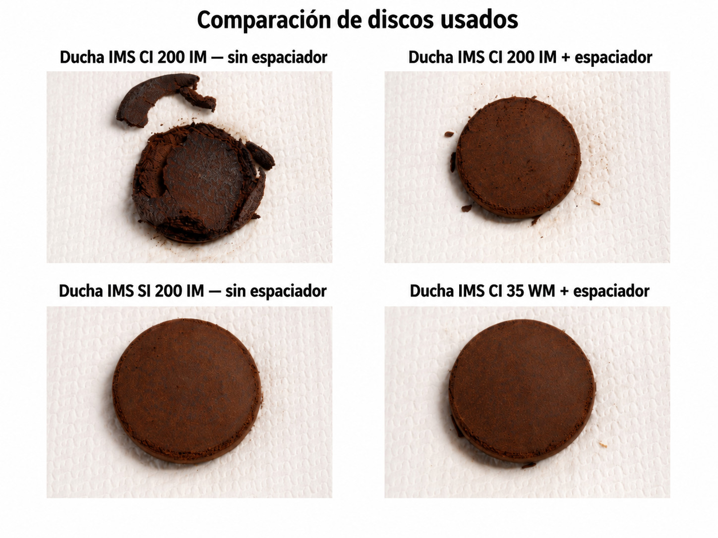 Comparación de discos de café usados