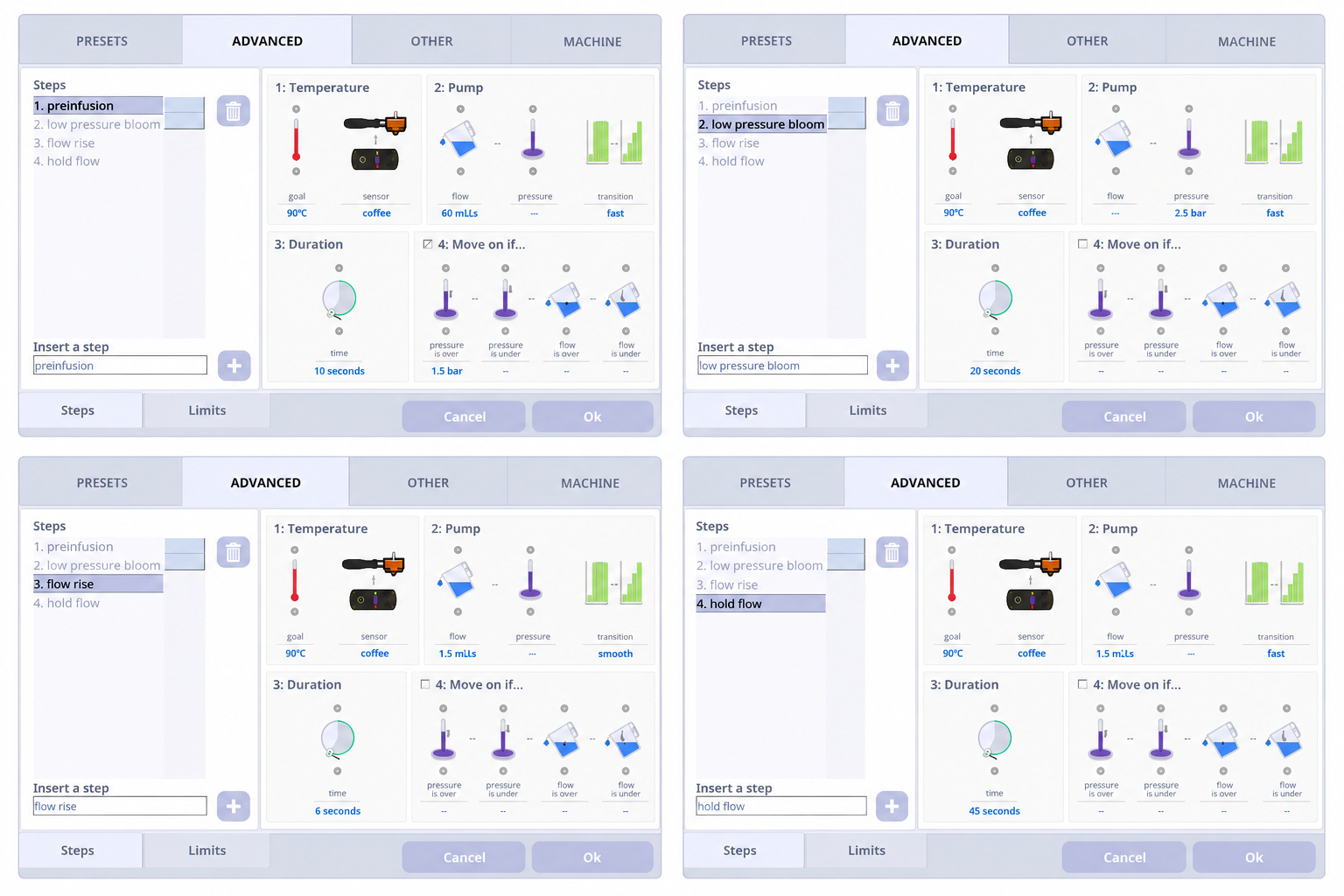 Settings for the experiment