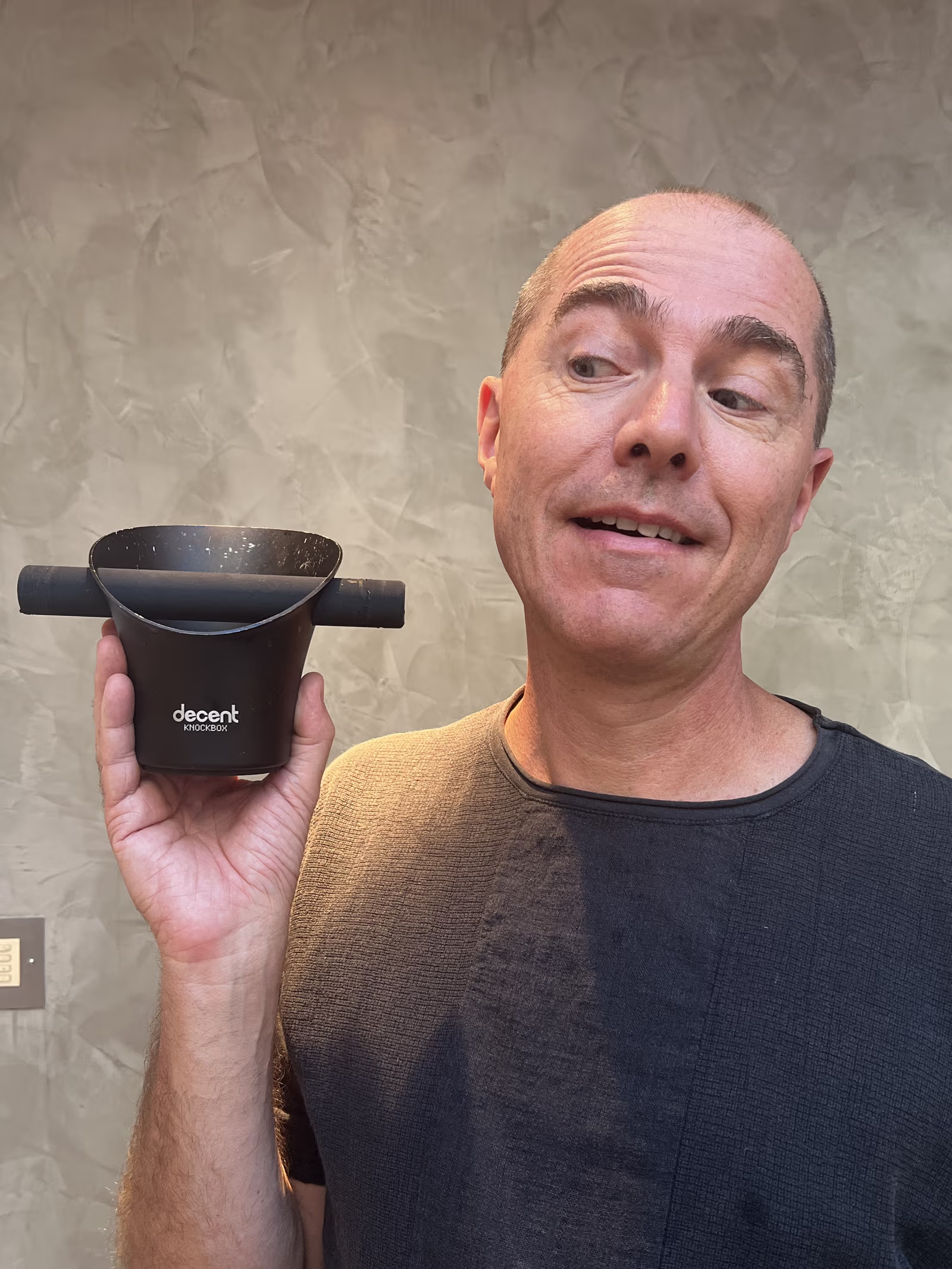 John Buckman presenting the teeny knockbox