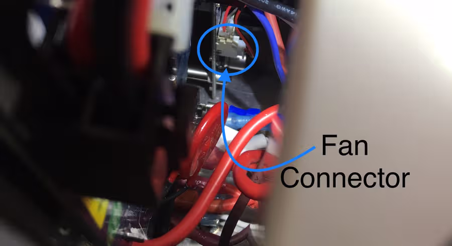 How to check for fan power connectivity (reconnect the fan connector)