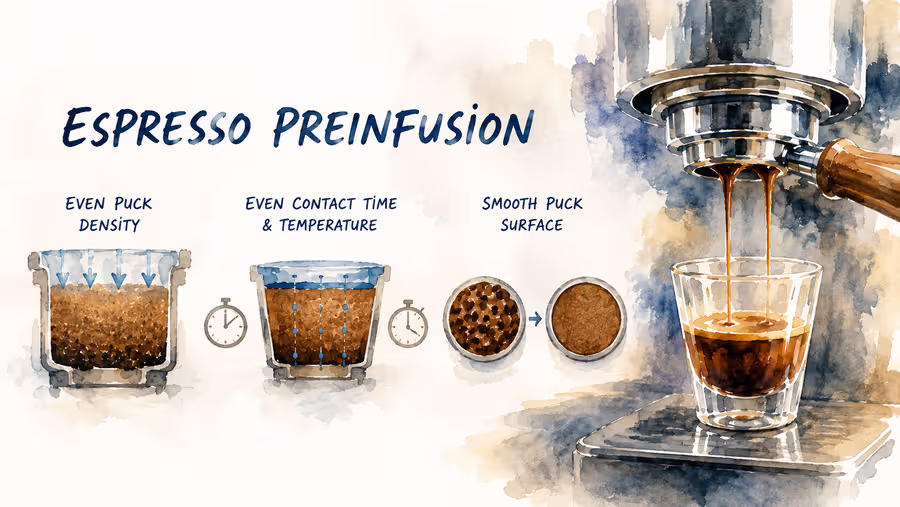Preinfusion: basic principles, preinfusion on a Decent, and PCT ratio