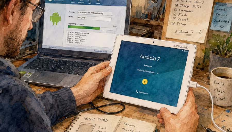 Réinstallation du système d'exploitation sur la tablette 91PAD blanche