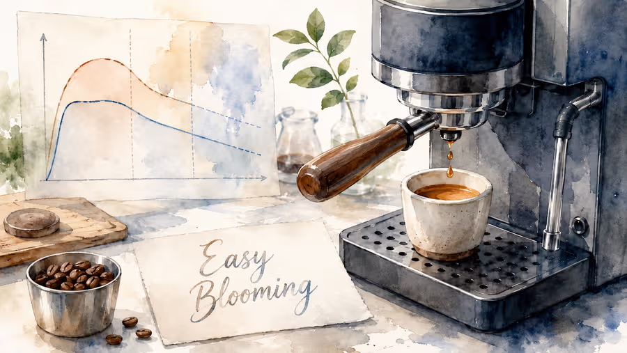 Easy Blooming: Welche Auswirkungen das Beenden der Preinfusion bei einem Zieldruck (dynamisches Aufquellen) und ein Druckabfall während der Extraktion auf den Kaffee haben
