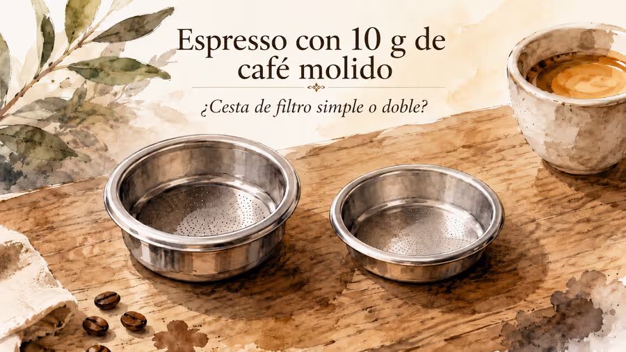 Dosis de 10 g de café molido: ¿mejor en una cesta de filtro de 7 g o en una de 15 g?