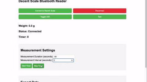 Application Web Chrome pour la Decent Scale