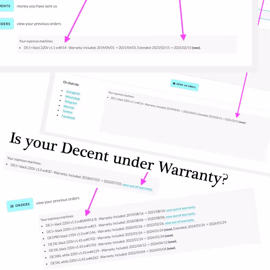 هل جهاز Decent الخاص بك لا يزال تحت الضمان؟