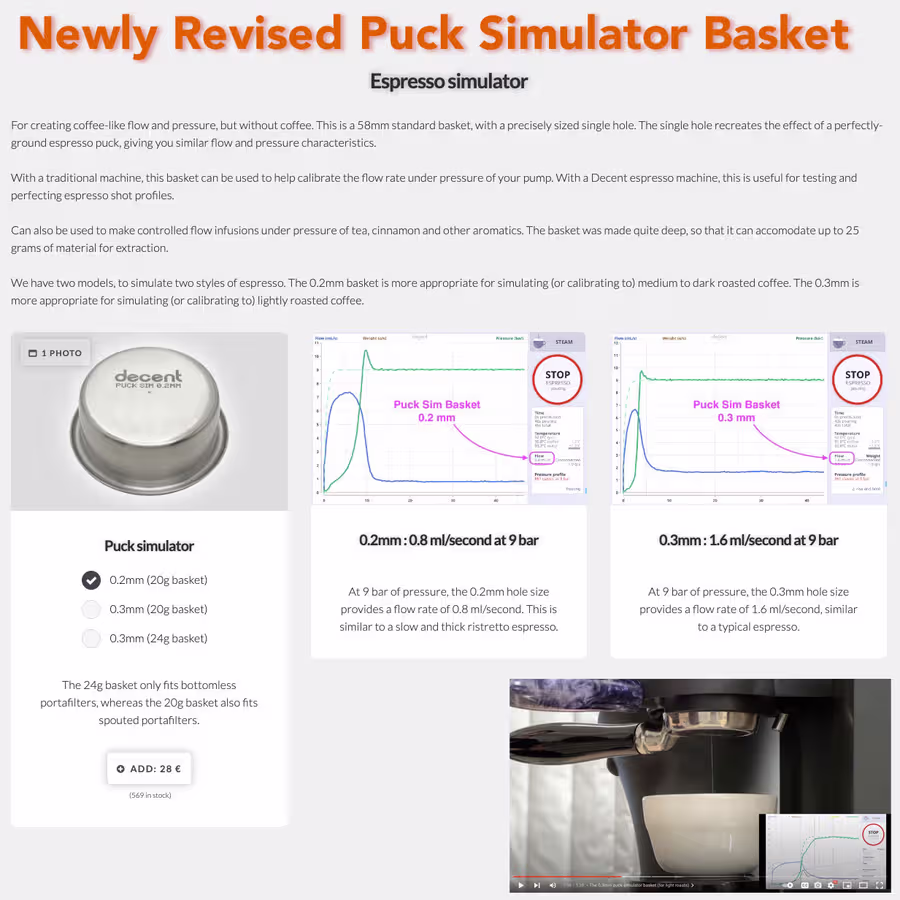 تم إعادة تحديث سلة محاكاة قرص القهوة (Puck Simulator Basket) حديثًا