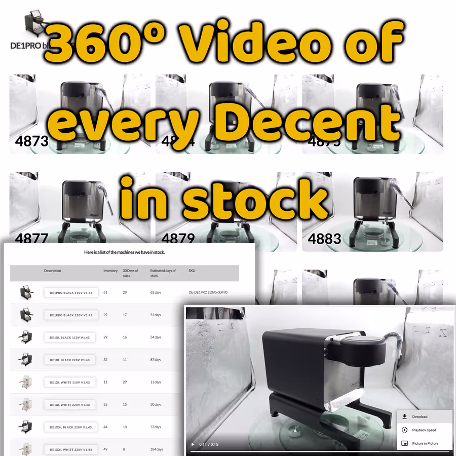 360º video of all Decent in stock