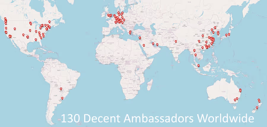 130 embajadores de Decent en todo el mundo