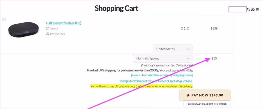 하프 디센트 스케일 및 커피 악세서리 미국 배송 가격 하향 조정