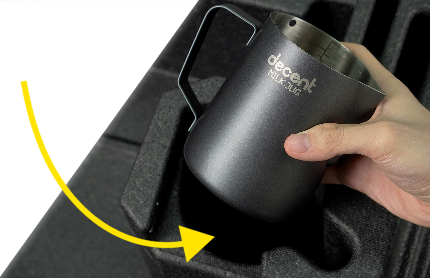 Empty spot in the suitcase for a milk jug
