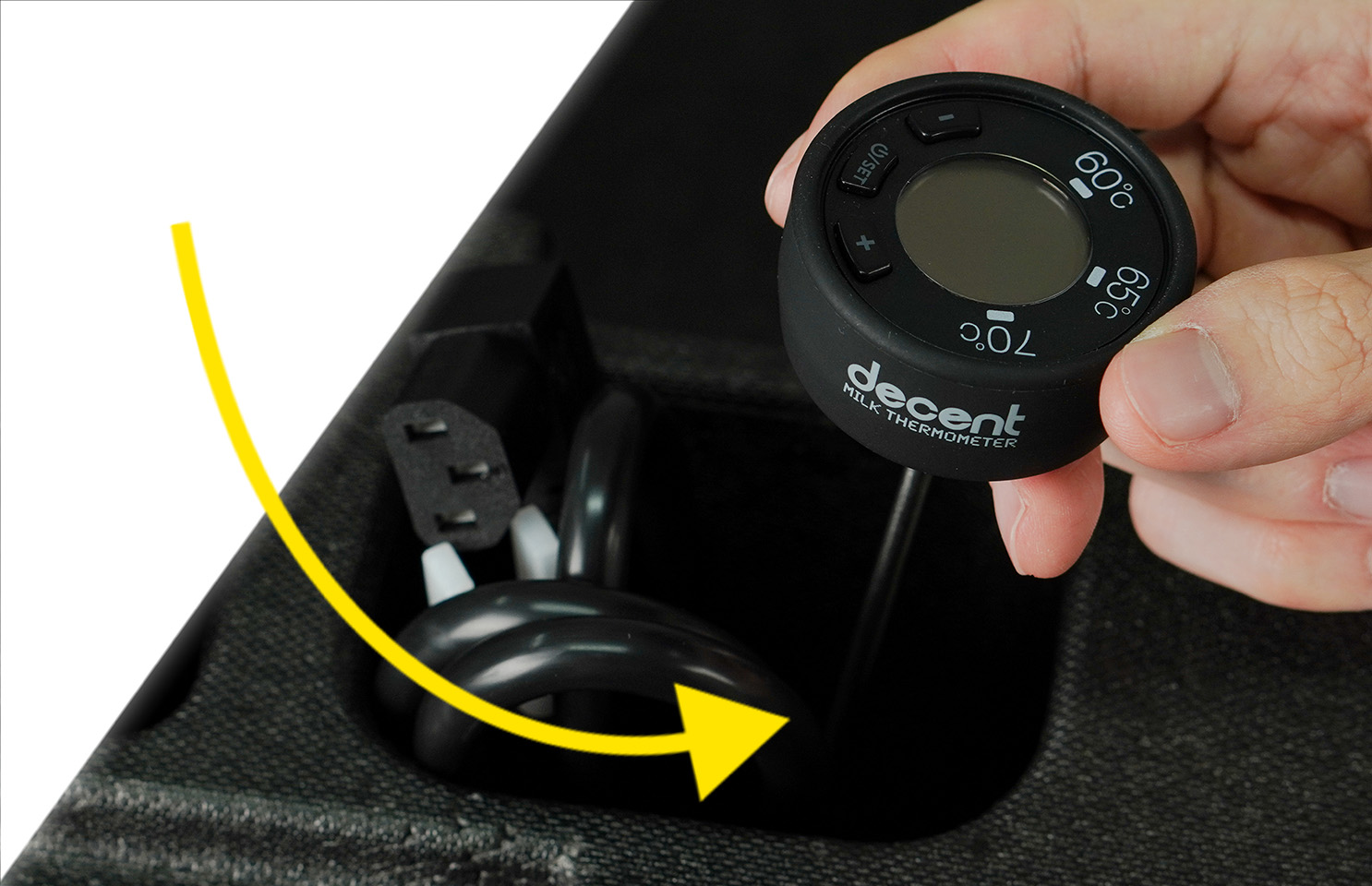 Empty spot in the suitcase for a thermometer