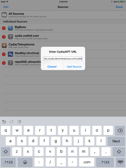 Adding the Cydia source