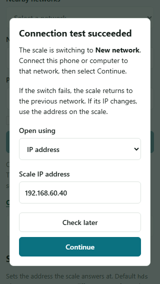 Connection test succeeded