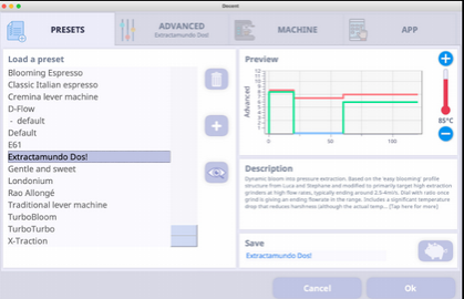 View of a profile in the DE1app