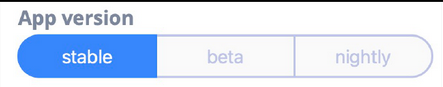 App versions button