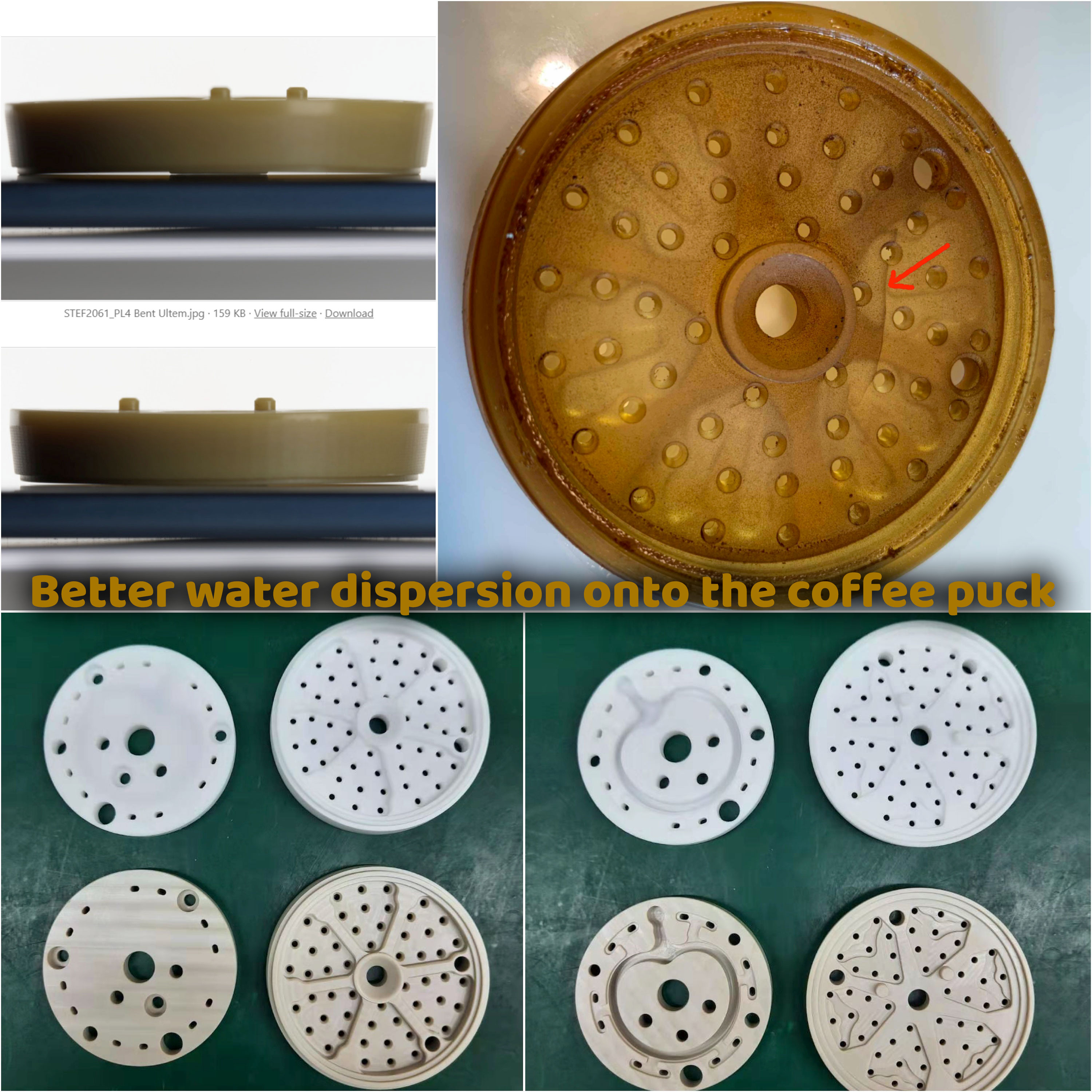 Better water dispersion onto the coffee puck