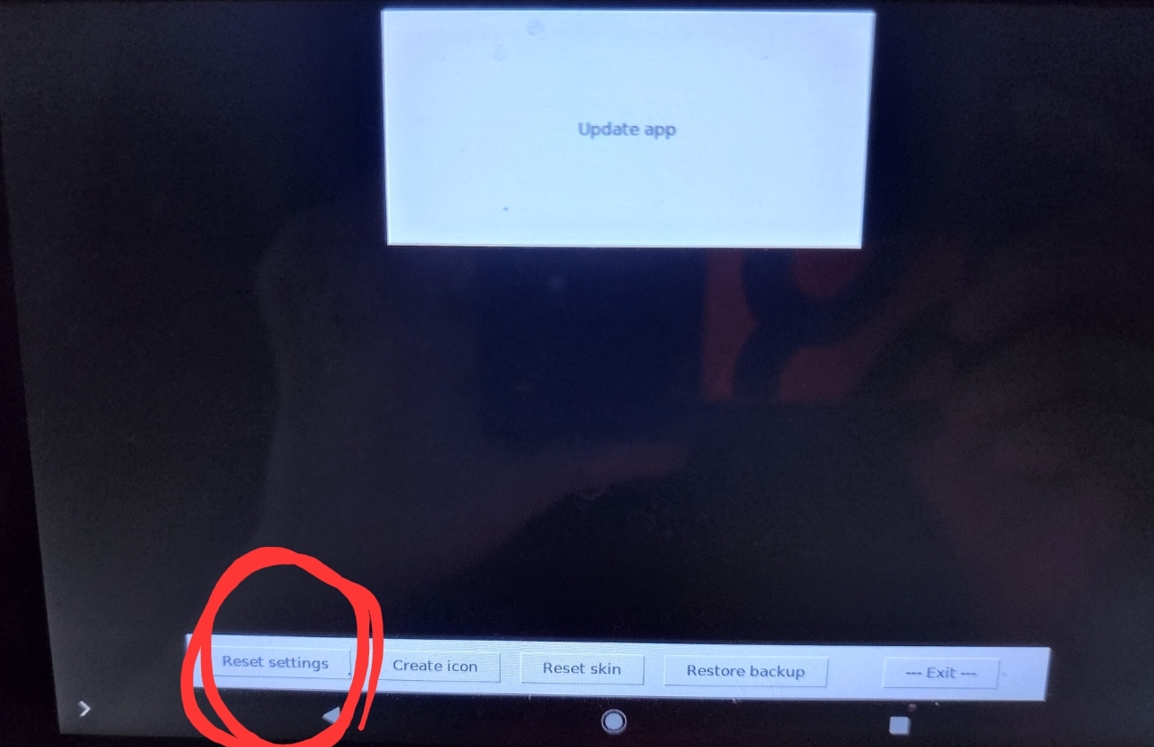 Reset settings in Cloud Update app