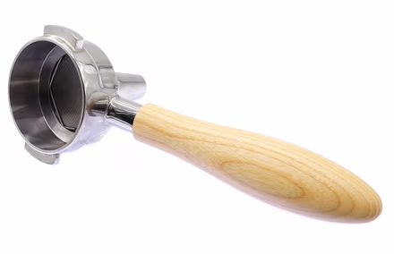 Tea portafilter with natural wood handle